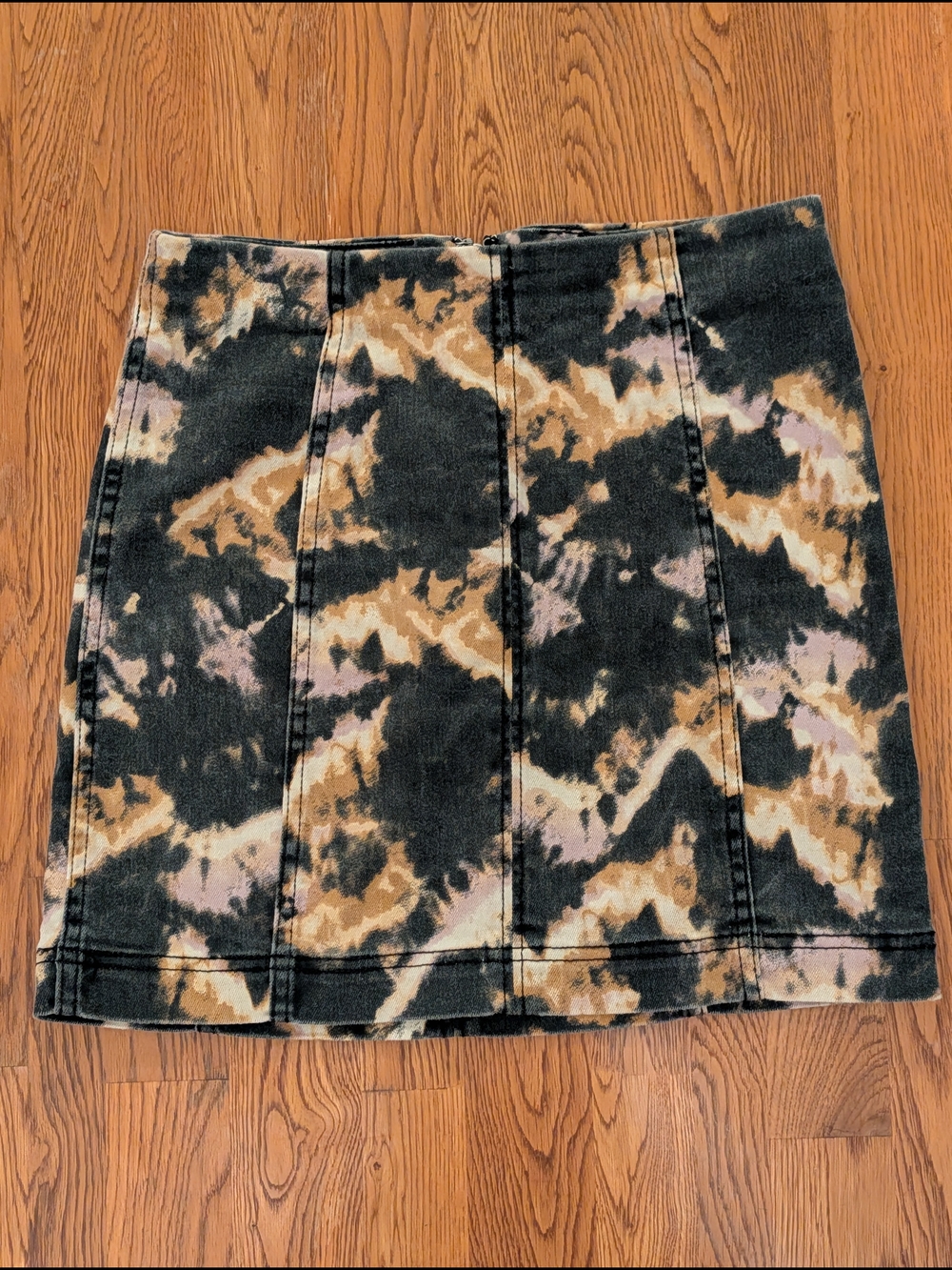 Free People Tie Dye Bleach Denim Mini Skirt
